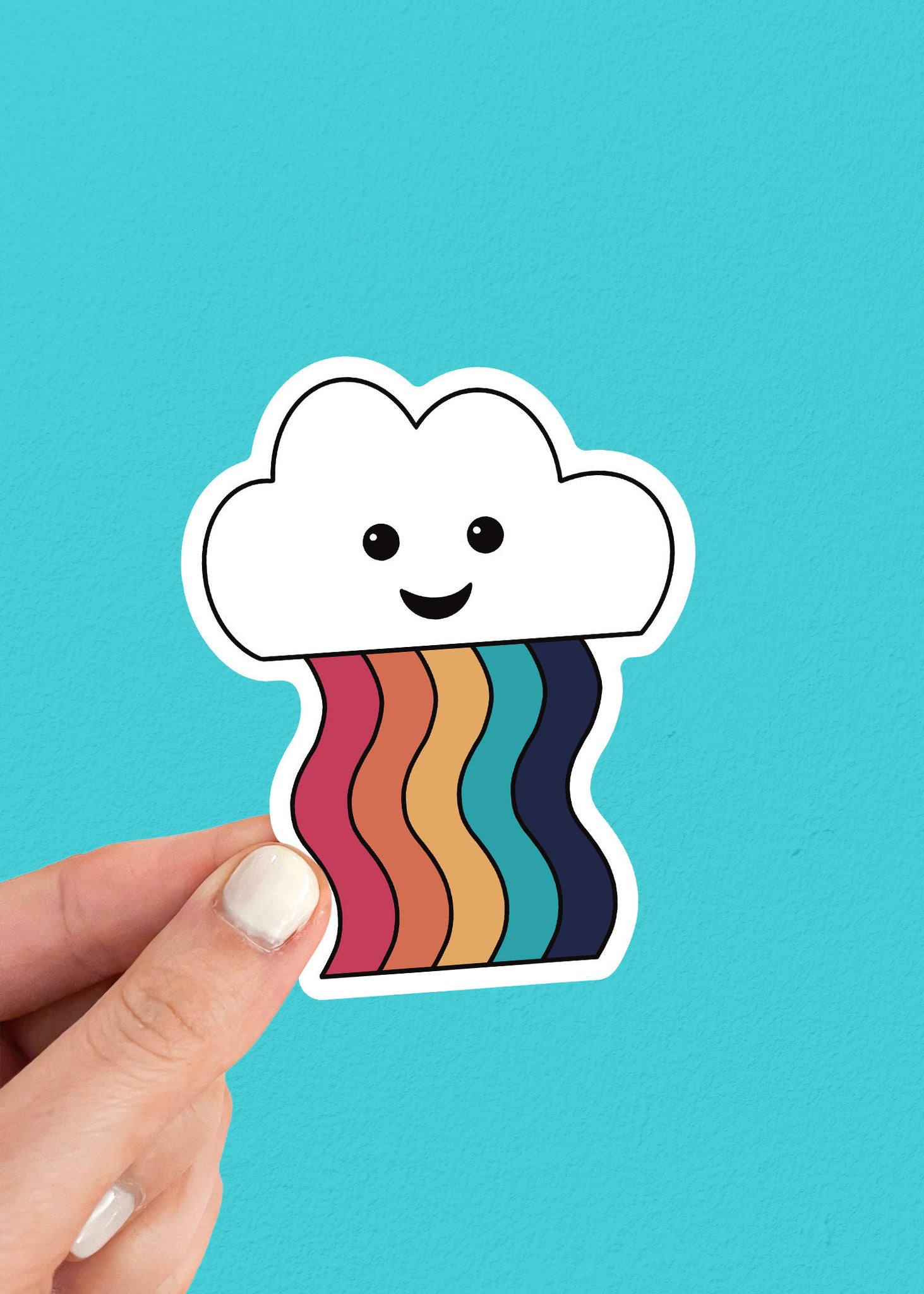 Rainbow Cloud Sticker | Retro Rainbow Vinyl Sticker | Waterproof Rainbow Sticker